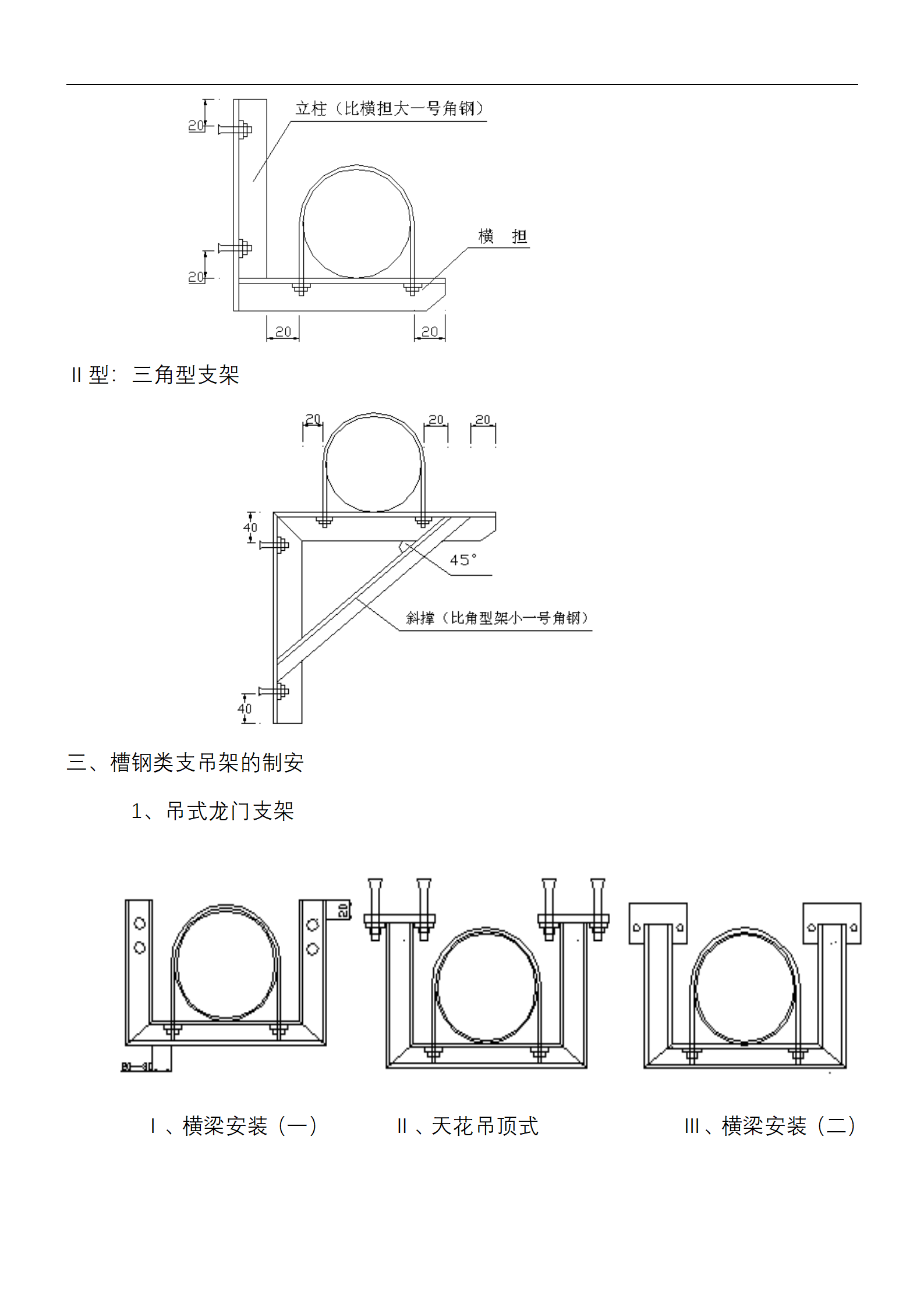 钢类、槽钢类、角钢类管道支架制作安装标准插图(5)